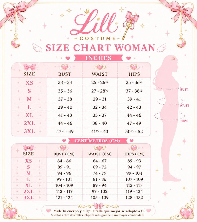 Lill Costume size chart