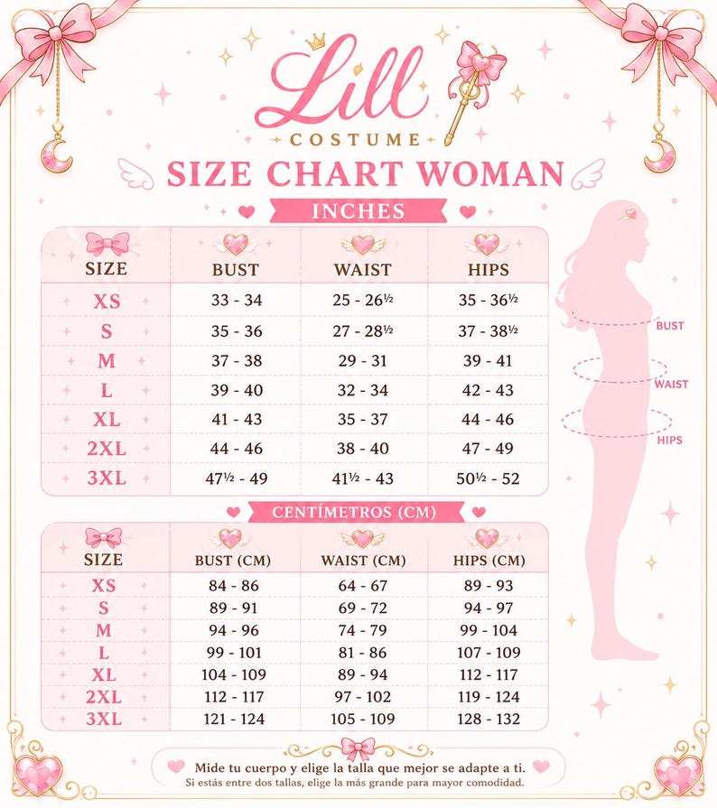 Lill Costume size chart